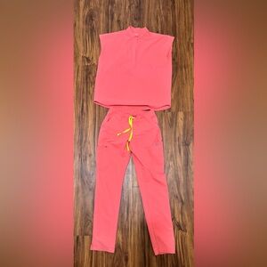 Figs Pink Track Pants Relaxed Fit Jogger set